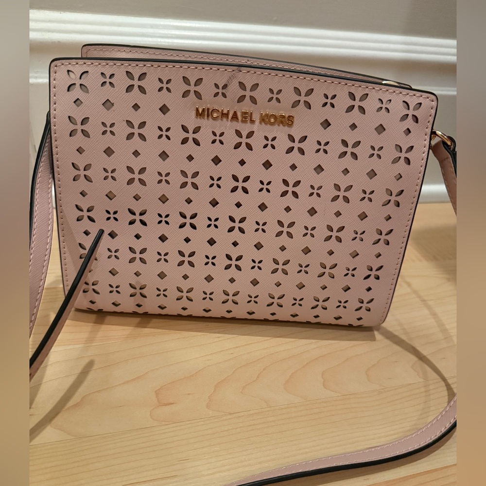 Michael Kors Blush Pink Perforated Crossbody Bag